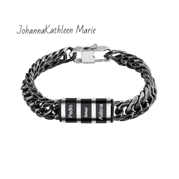 Edelstahl Herren Armband Königsarmband mit Kindernamen