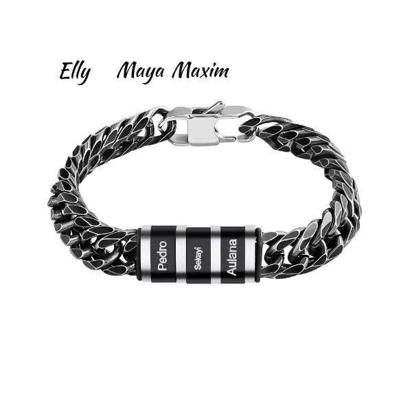 Edelstahl Herren Armband Königsarmband mit Kindernamen