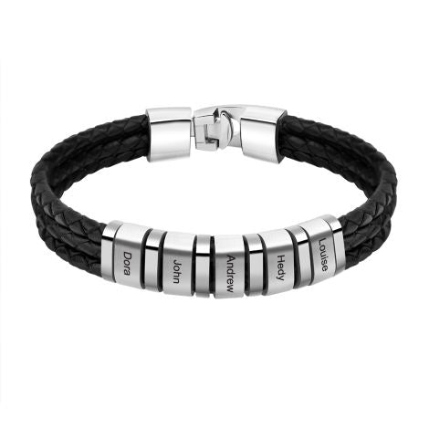 Personalisiertes 3-fach Herren Lederarmband mit Namen