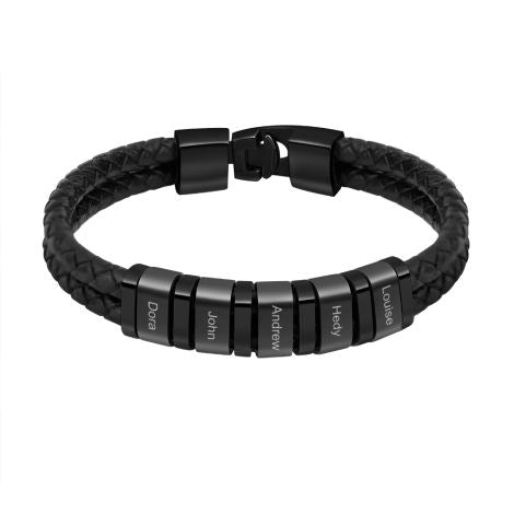 Herren Armbänder 2 Fach Leder mit Gravur