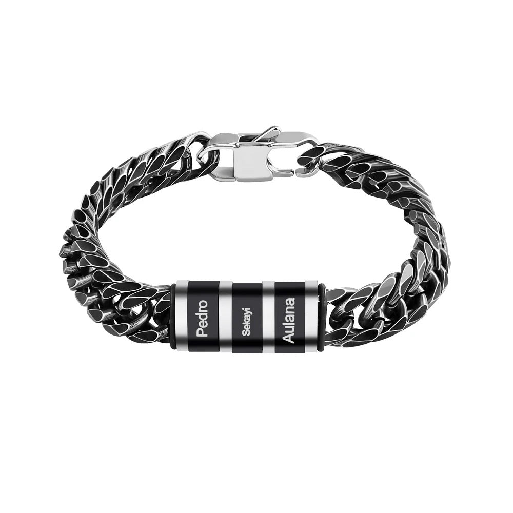 Edelstahl Herren Armband Königsarmband mit Kindernamen