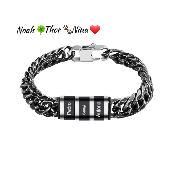 Edelstahl Herren Armband Königsarmband mit Kindernamen