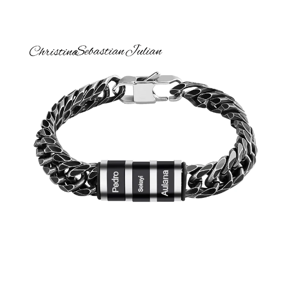 Edelstahl Herren Armband Königsarmband mit Kindernamen