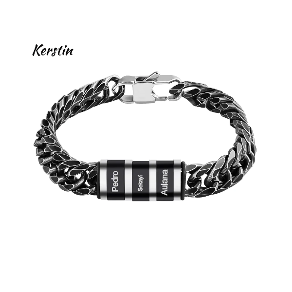 Edelstahl Herren Armband Königsarmband mit Kindernamen
