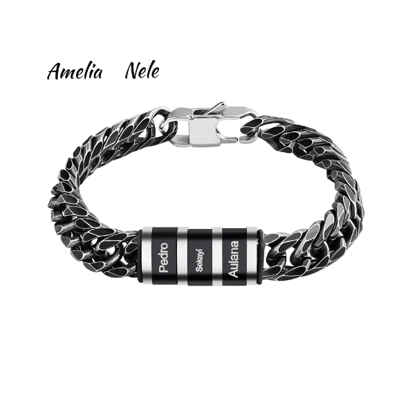 Edelstahl Herren Armband Königsarmband mit Kindernamen