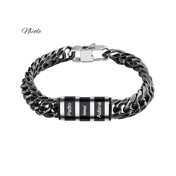 Edelstahl Herren Armband Königsarmband mit Kindernamen