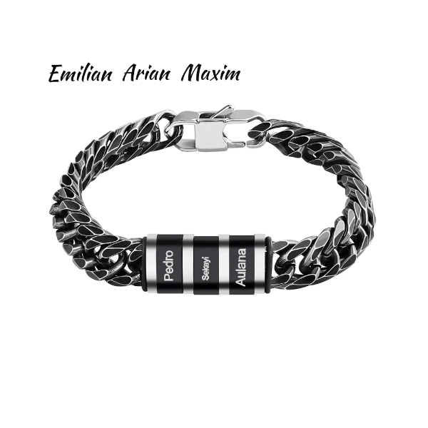 Edelstahl Herren Armband Königsarmband mit Kindernamen