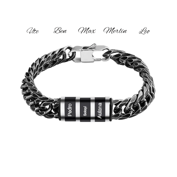 Edelstahl Herren Armband Königsarmband mit Kindernamen