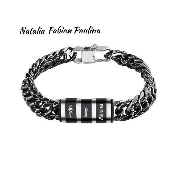 Edelstahl Herren Armband Königsarmband mit Kindernamen