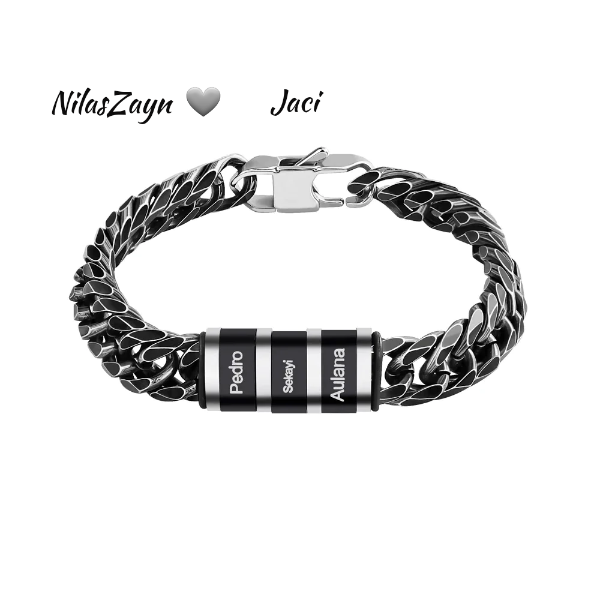 Edelstahl Herren Armband Königsarmband mit Kindernamen