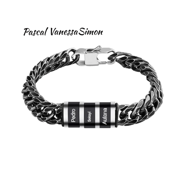 Edelstahl Herren Armband Königsarmband mit Kindernamen