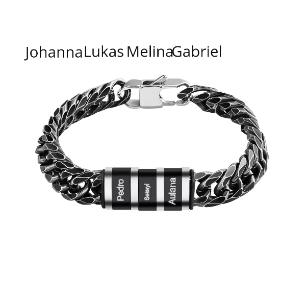 Edelstahl Herren Armband Königsarmband mit Kindernamen