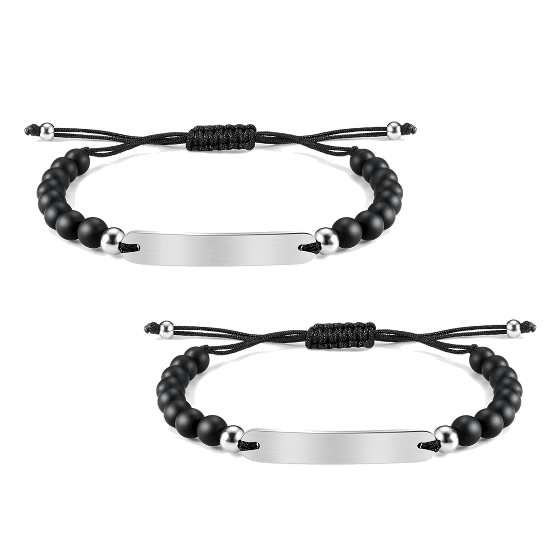 2 x Gravur Partnerarmbänder Silver