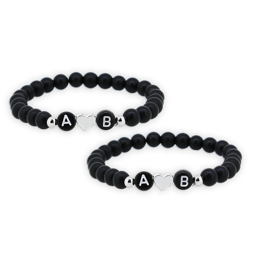 2 x Black Heart Partnerarmband