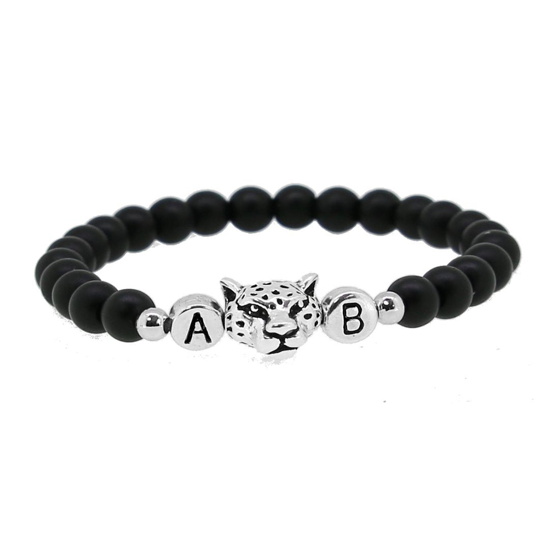 1x Black Leopard Silver Armband