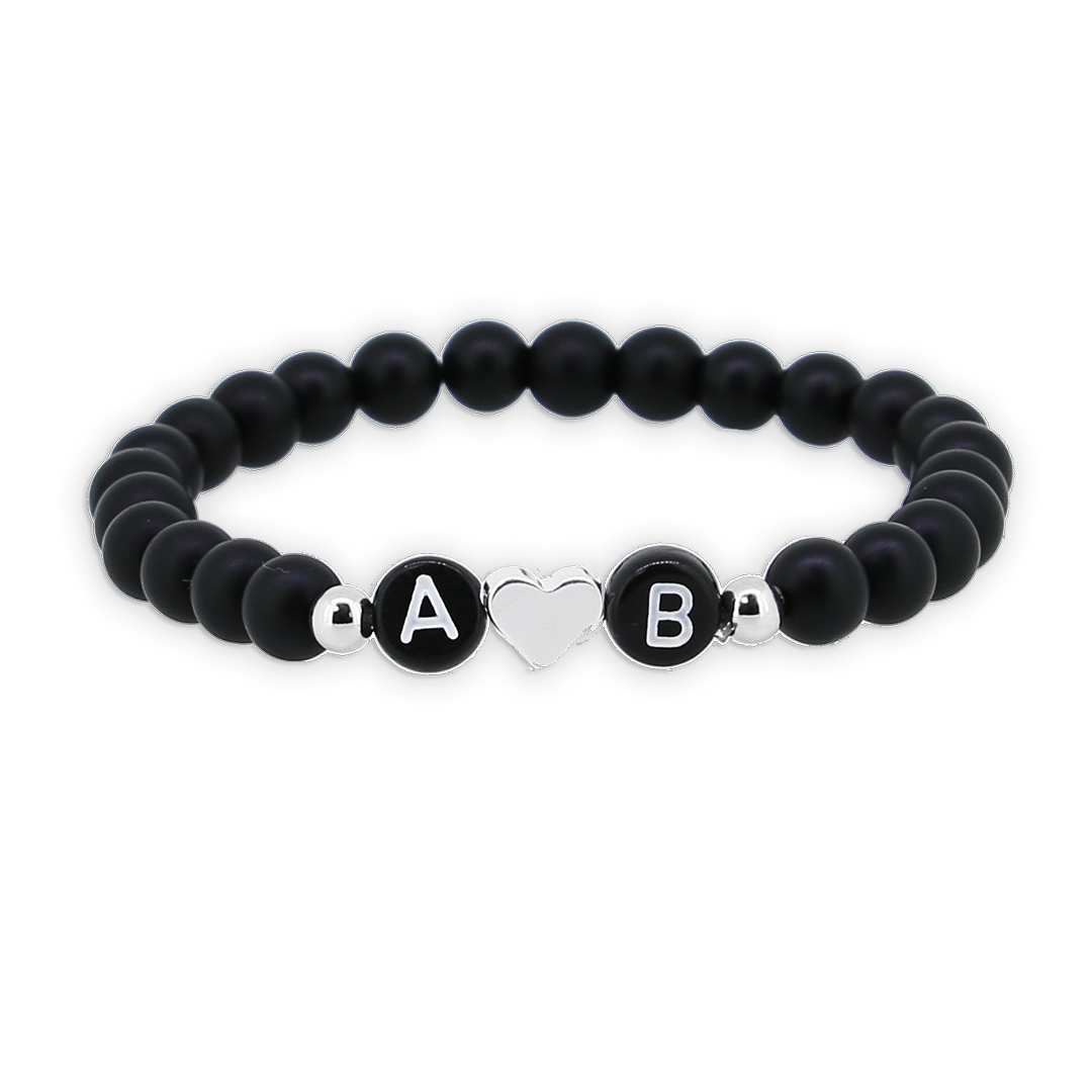 1 x Black Heart Silver Armband
