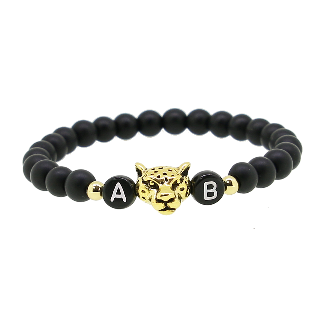 1 x Black Leopard  Gold Armband