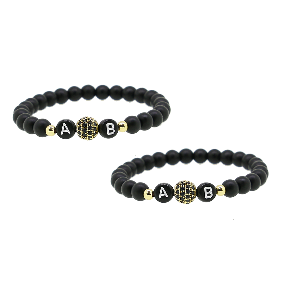 2 x Black Zirkonia Gold Partnerarmband