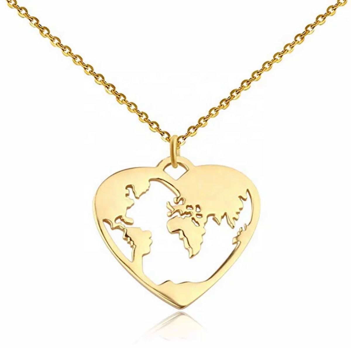 Weltkarte Damen Halskette Herz