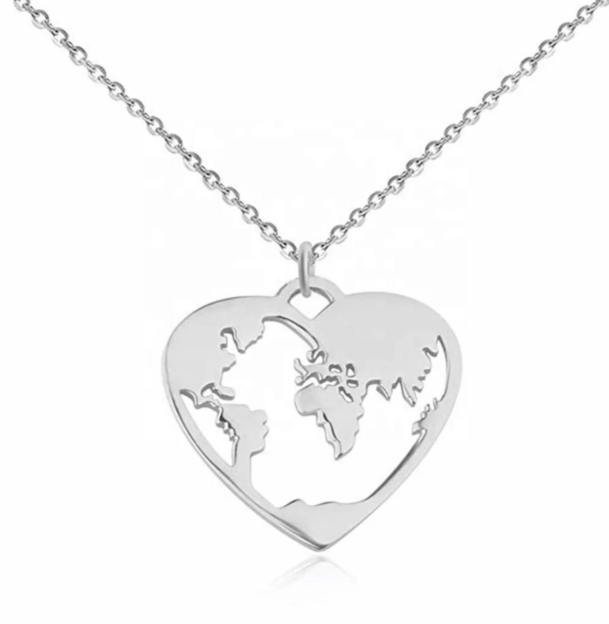 Weltkarte Damen Halskette Herz