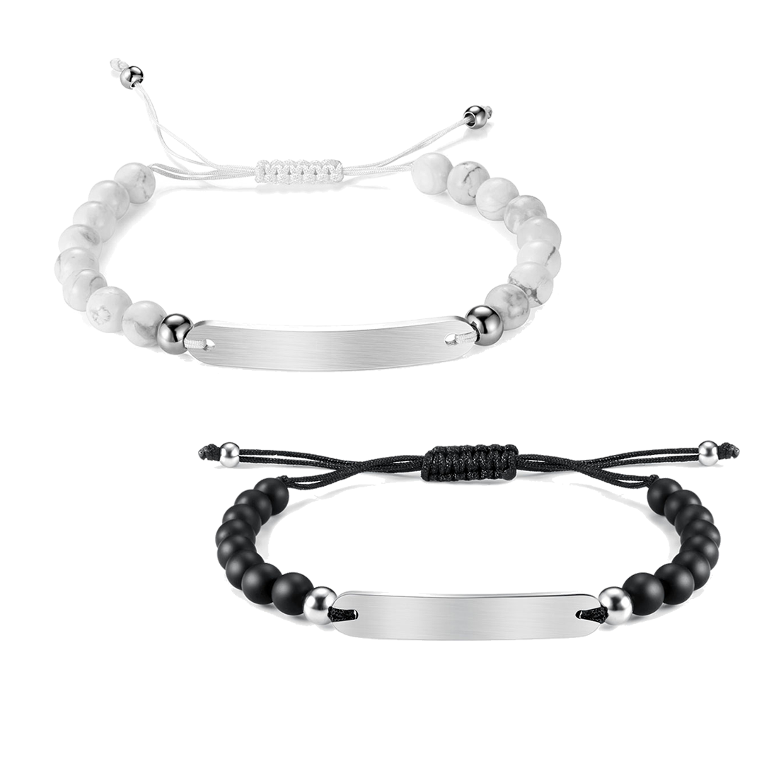 2 x Gravur Partnerarmbänder Black/White