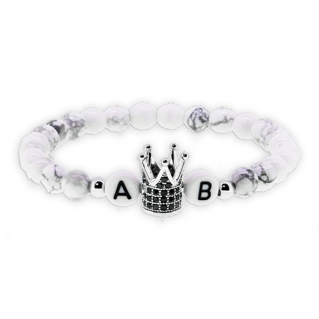 1 x White Crown Silver Armband