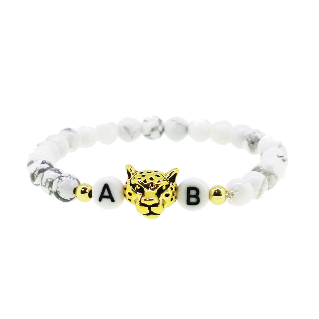 1 x White Leopard Gold Armband